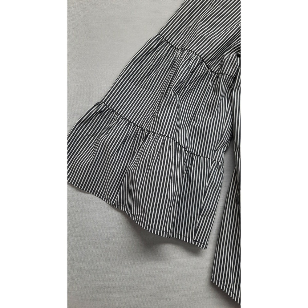 Worthington Women's White/Black Stripe Long Sleeve Button Front Shirt Size M - Picture 4 of 7